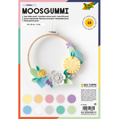 Artikelbild für folia Moosgummi pastell mehrfarbig 10 Blatt, Artikelnummer 479313