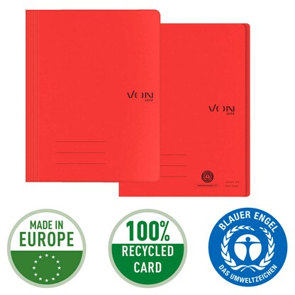 Artikelbild 7 für VON LEITZ Schnellhefter Karton rot DIN A4, 1 St., Artikelnummer 635963