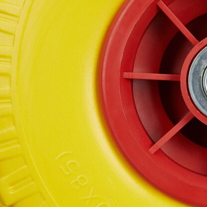 Artikelbild 4 für relaxdays Sackkarrenräder luftbereift gelb, rot Vollgummi Felgen, Achse 2,0 cm, Artikelnummer 452377