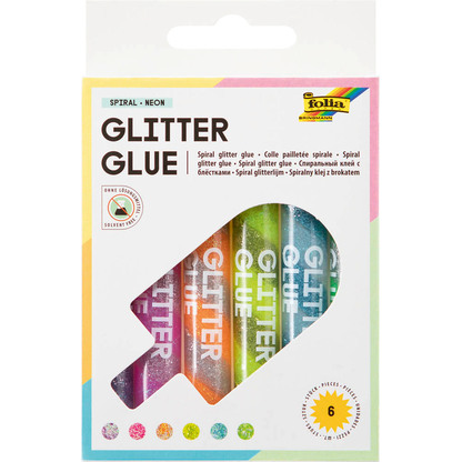 Artikelbild für folia Glitter Glue SPIRAL NEON Klebestifte 10,5 ml, 6 St., Artikelnummer 676342
