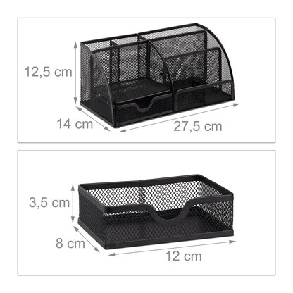 Artikelbild 3 für relaxdays Schreibtisch-Organizer schwarz Metall 6 Fächer 27,5 x 14,0 x 12,5 cm, Artikelnummer 516817