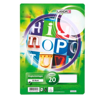 Artikelbild für LANDRÉ® Ringbucheinlage A4 blanko, 50 Blätter, Artikelnummer 298667