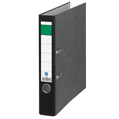 Artikelbild für Grüner Balken Ordner schwarz marmoriert Karton 5,0 cm DIN A4, 1 St., Artikelnummer 665257