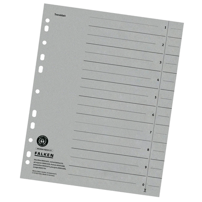 Artikelbild für FALKEN Trennblätter DIN A4 1-0 grau, 230 g/qm, 100 St., Artikelnummer 958520