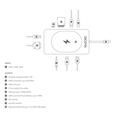 Artikelbild 5 für DICOTA USB-C 10-in-1 USB-Ladestation silber, 100 Watt, Artikelnummer 371379