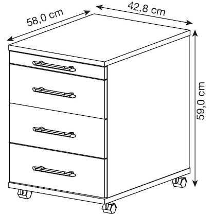 Artikelbild 2 für HAMMERBACHER Basic 1606 Rollcontainer ahorn 4 Auszüge 42,8 x 58,0 x 59,0 cm, Artikelnummer 985713