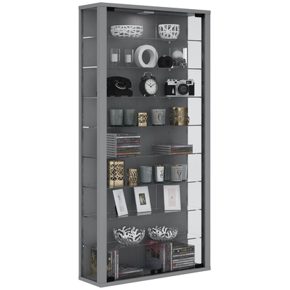 Artikelbild für VCM my home Vitrosa Maxi Vitrine silber 8 Fachböden mit Beleuchtung, Artikelnummer 781068