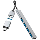 Artikelbild 1 für hama USB-Hub Ultra Slim 4-fach grau, Artikelnummer 919201