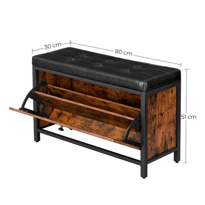 Artikelbild 2 für VASAGLE Schuhbank LSB049B01 vintagebraun, schwarz Holz 80,0 cm, Artikelnummer 759546