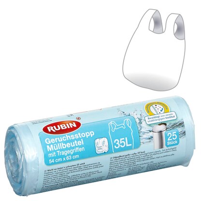 Artikelbild für RUBIN Müllbeutel Geruchsstopp 35,0 l blau, 25 St., Artikelnummer 213054