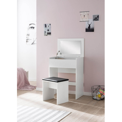 Artikelbild 6 für WOHNLING Schminktisch rechteckig Melamin, Spanplatte weiß 60,0 x 40,0 x 81,0/120,0 cm, 1 St., Artikelnummer 907354