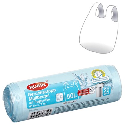 Artikelbild für RUBIN Müllbeutel Geruchsstopp 50,0 l blau, 20 St., Artikelnummer 213171