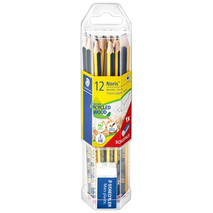 Artikelbild für STAEDTLER Noris® 120 Bleistifte HB schwarz/gelb mit Radierer, 1 Set, Artikelnummer 619847