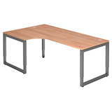 Artikelbild 1 für HAMMERBACHER RS82 höhenverstellbarer Schreibtisch nussbaum L-Form, Kufen-Gestell grau 200,0 x 120,0 cm, Artikelnummer 865752