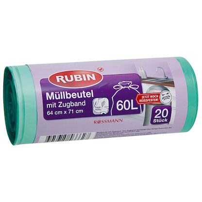 Artikelbild 2 für RUBIN Müllbeutel 60,0 l grün, 20 St., Artikelnummer 213112