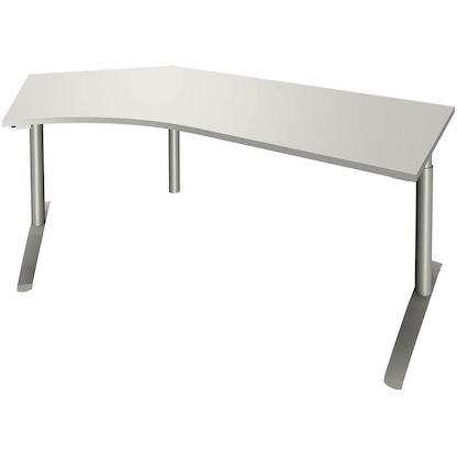 Artikelbild für fm fastline Schreibtisch lichtgrau Bogenform, C-Fuß-Gestell silber 220,0 x 80,0 cm, Artikelnummer 269573