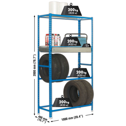 Artikelbild 2 für Simonrack Reifenregal SIMONGARAGE BOX PLUS 4/400 447109232201044 blau, verzinkt 100,0 x 40,0 x 200,0 cm, Artikelnummer 742912
