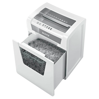 Artikelbild 2 für LEITZ IQ Office Aktenvernichter mit Partikelschnitt P-5, 2 x 15 mm, bis 10 Blatt, weiß, Artikelnummer 634530