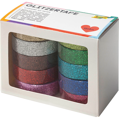 Artikelbild für folia Glitter Tape Deko-Klebeband glänzend 15,0 mm x 5,0 m 10 Rollen, Artikelnummer 820542