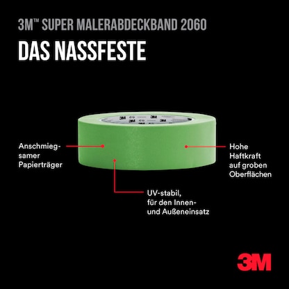 Artikelbild 7 für 3M 2060 Malerband grün 24,0 mm x 50,0 m 1 Rolle, Artikelnummer 477669