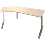 Artikelbild 1 für fm fastline Schreibtisch akazie Bogenform, C-Fuß-Gestell silber 220,0 x 80,0 cm, Artikelnummer 269908