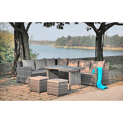 Artikelbild 2 für Garden Pleasure Loungegruppe Oviedo grau Kunststoff, Metall, 6-teilig, Artikelnummer 128823