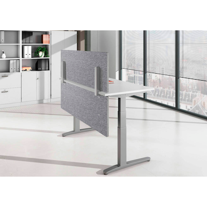 Artikelbild 3 für HAMMERBACHER Tischtrennwand mit Orga-Schiene VARO12/5, grau 119,5 x 50,0 cm, 1 St., Artikelnummer 659728