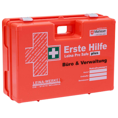 Artikelbild für LEINA-WERKE Erste-Hilfe-Koffer Pro Safe plus Büro & Verwaltung DIN 13169 + Erweiterung orange, Artikelnummer 565782