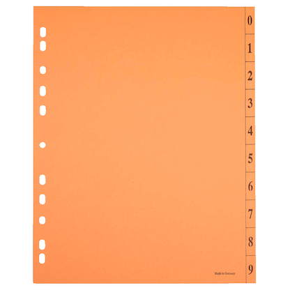 Artikelbild 5 für Trennblätter DIN A4 0-9 farbsortiert, 250 g/qm, 100 Blatt, Artikelnummer 630586