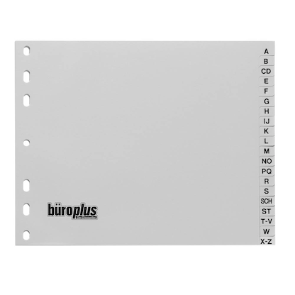 Artikelbild für büroplus Ordnerregister DIN A4 Halbformat A-Z grau 20-teilig, 1 Satz, Artikelnummer 839167