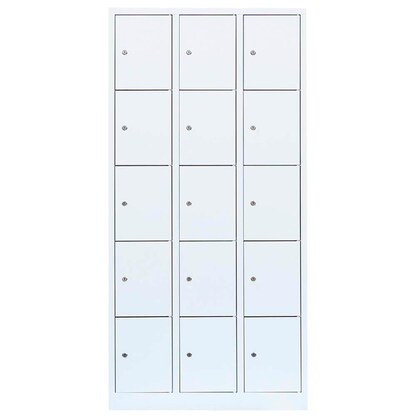 Artikelbild 2 für LÜLLMANN Schließfachschrank signalweiß 520537, 15 Schließfächer 88,5 x 50,0 x 180,0 cm, Artikelnummer 185599