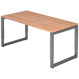 Artikelbild 1 für HAMMERBACHER RS16 höhenverstellbarer Schreibtisch nussbaum rechteckig, Kufen-Gestell grau 160,0 x 80,0 cm, Artikelnummer 865624