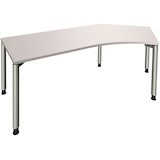 Artikelbild 1 für fm fastline Schreibtisch lichtgrau Bogenform, 4-Fuß-Gestell silber 220,0 x 80,0 cm, Artikelnummer 269801