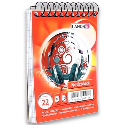 Artikelbild 3 für LANDRÉ® Notizblock DIN A7 kariert Lineatur 22, 1 St., Artikelnummer 298819