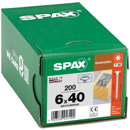 Artikelbild 2 für SPAX® Holzbauschrauben T30 Tellerkopf WIROX 0251010600405 6 mm x 40 mm, 200 St., Artikelnummer 398408