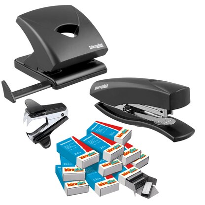 Artikelbild für AKTION: büroplus Locher und Heftgeräte Set schwarz, Artikelnummer 827182