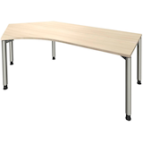 Artikelbild 1 für fm fastline Schreibtisch akazie Bogenform, 4-Fuß-Gestell silber 220,0 x 80,0 cm, Artikelnummer 269823
