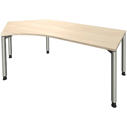 Artikelbild für fm fastline Schreibtisch akazie Bogenform, 4-Fuß-Gestell silber 220,0 x 80,0 cm, Artikelnummer 269823