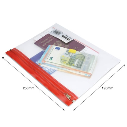 Artikelbild 5 für RAPESCO® Reißverschlussbeutel Zippi Bags 25,0 x 19,5 cm transparent/blau, orange, grün, rot, gelb, 5 St., Artikelnummer 715858
