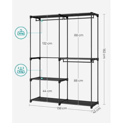 Artikelbild 3 für SONGMICS Kleiderschrank, RYG025B02 schwarz 138,0 x 43,0 x 182,0 cm, 1 St., Artikelnummer 759666
