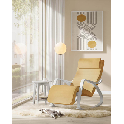 Artikelbild 2 für SONGMICS Schaukelstuhl gelb weiß Stoff 67,0 x 121,5 x 84,0 cm, 1 St., Artikelnummer 290476