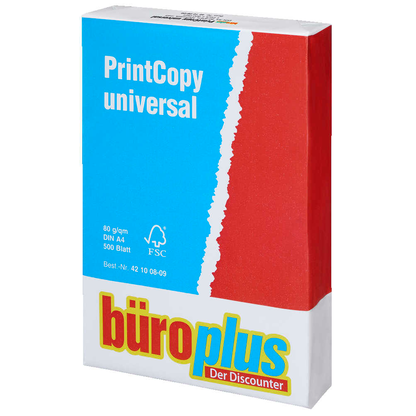 Artikelbild 4 für büroplus Kopierpapier PrintCopy universal DIN A4 80 g/qm 500 Blatt, Artikelnummer 421008
