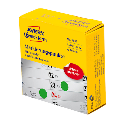 Artikelbild 2 für AVERY Zweckform Klebepunkte 3851 grün Ø 10,0 mm, 800 St., Artikelnummer 416154