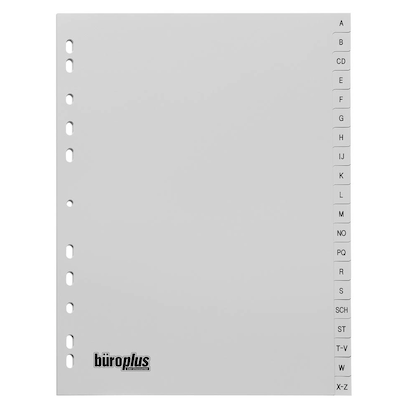 Artikelbild für büroplus Ordnerregister DIN A4 Vollformat A-Z grau 20-teilig, 1 Satz, Artikelnummer 839175