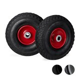 Artikelbild 1 für relaxdays Sackkarrenräder luftbereift schwarz, rot Stahl Felgen, Achse 2,0 cm, Artikelnummer 452502