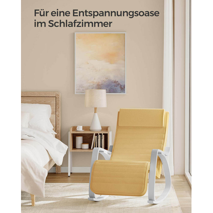 Artikelbild 7 für SONGMICS Schaukelstuhl gelb weiß Stoff 67,0 x 121,5 x 84,0 cm, 1 St., Artikelnummer 290476