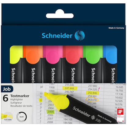 Artikelbild 3 für Schneider Job Textmarker farbsortiert, 6 St., Artikelnummer 317379