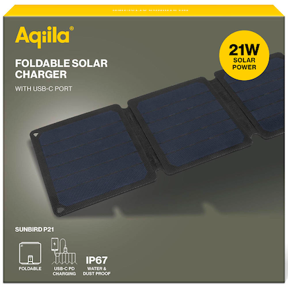 Artikelbild 2 für Aqiila® Sunbird P21 Solarladegerät schwarz, 21 W, Artikelnummer 534006