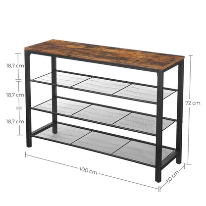 Artikelbild 5 für VASAGLE Schuhregal braun, schwarz 100,0 x 30,0 x 72,0 cm, 1 St., Artikelnummer 262609