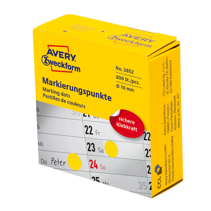 Artikelbild 2 für AVERY Zweckform Klebepunkte 3852 gelb Ø 10,0 mm, 800 St., Artikelnummer 416166
